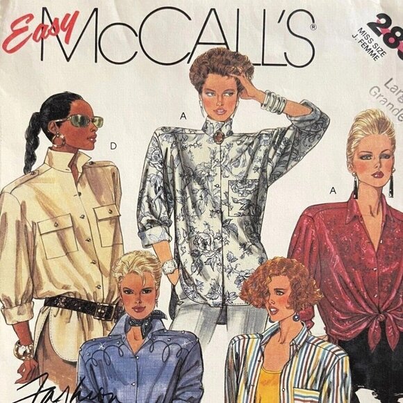 Vintage McCall's 2896 Misses' Shirt Pattern Size Large 22-24 EASY to SEW - Picture 1 of 3